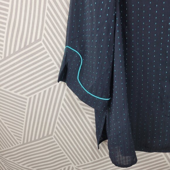 NEW Maggie Barnes Button up Top Plus 1X 18/20W Black Teal Alt Grunge Pinup - Picture 4 of 7
